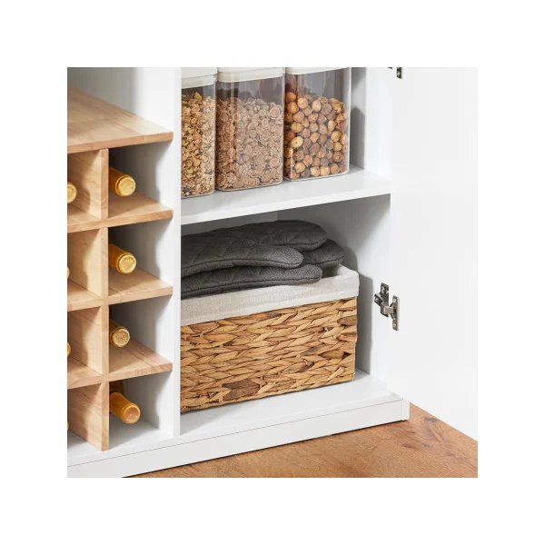 Ilot Central de Cuisine Blanc et Bois avec Rangements Plan de Travail Ilot cuisine Porte Bouteille