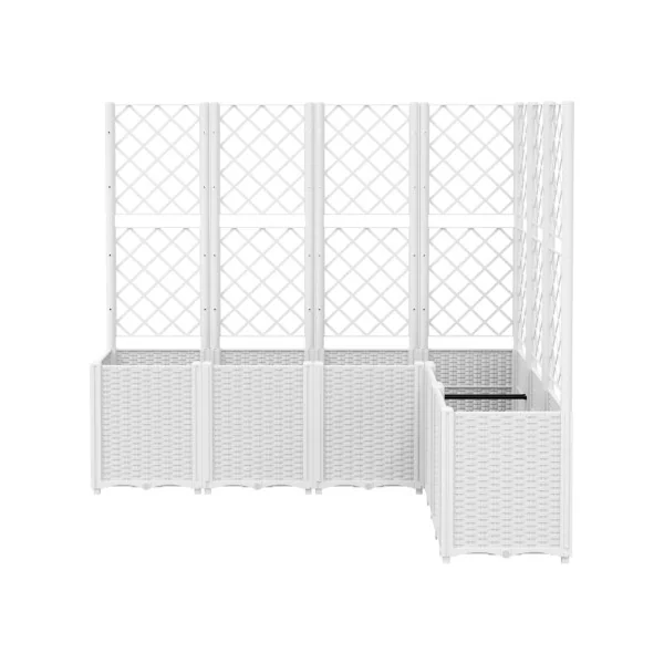 Jardinière Angle avec Treillis Blanc en Polypropylène pour Balcon Terrasse Jardin