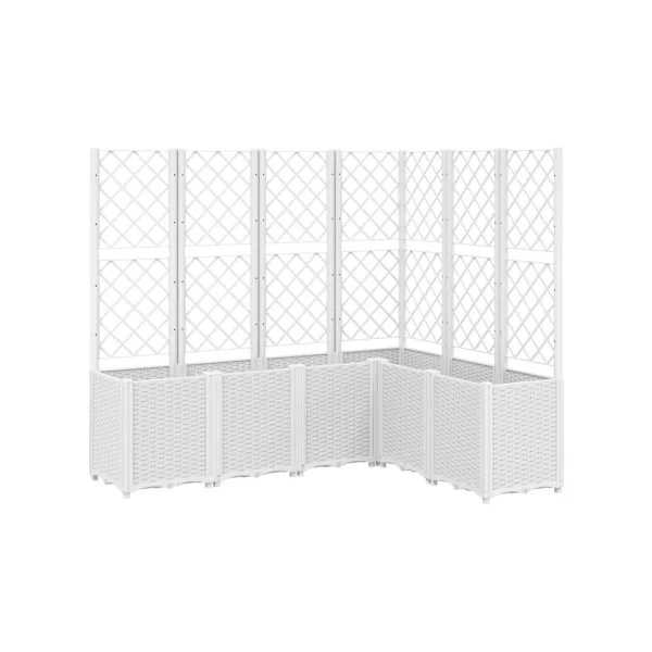 Jardinière Angle avec Treillis Blanc en Polypropylène pour Balcon Terrasse Jardin