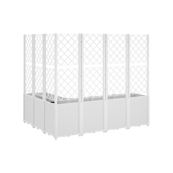 Jardinière Angle avec Treillis Blanc en Polypropylène pour Balcon Terrasse Jardin