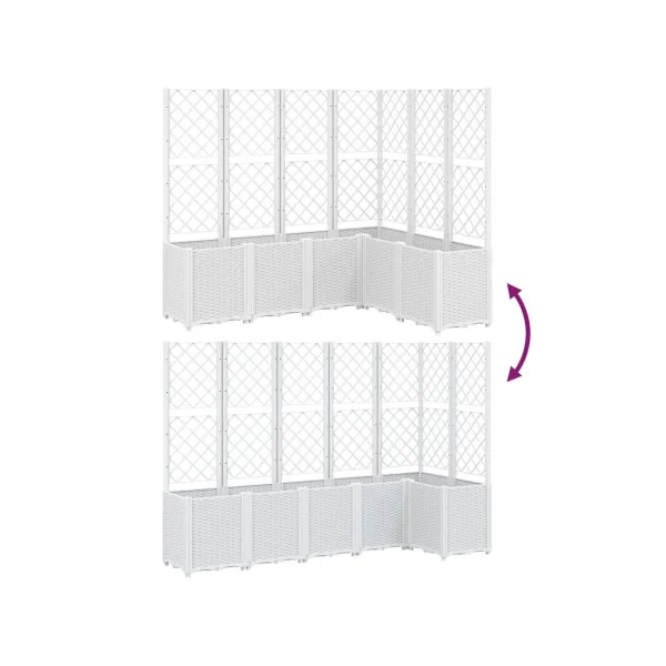 Jardinière Angle avec Treillis Blanc en Polypropylène pour Balcon Terrasse Jardin