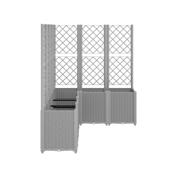 Jardinière Angle avec Treillis Gris en Polypropylène pour Balcon Terrasse Jardin