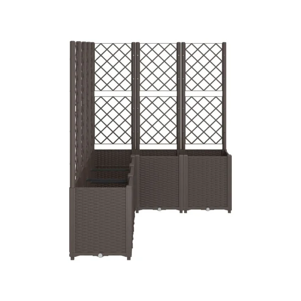Jardinière Angle avec Treillis Marron en Polypropylène pour Balcon Terrasse Jardin