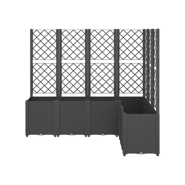Jardinière Angle avec Treillis Noir en Polypropylène pour Balcon Terrasse Jardin