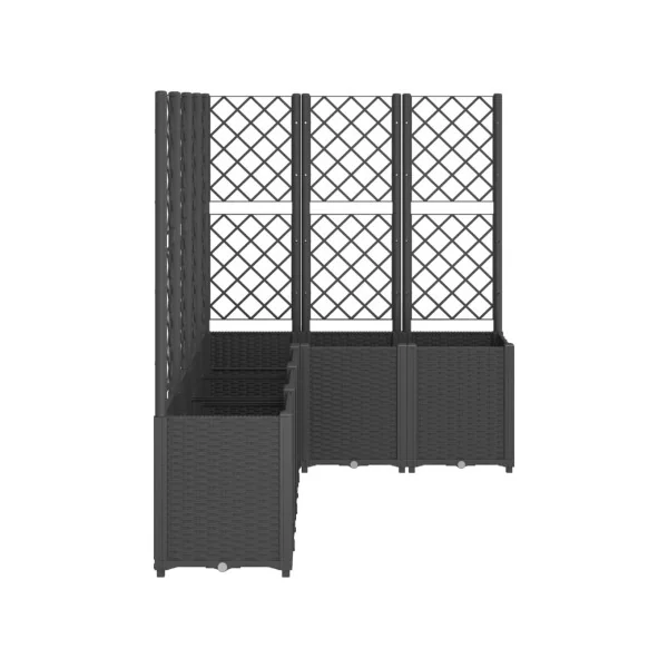 Jardinière Angle avec Treillis Noir en Polypropylène pour Balcon Terrasse Jardin