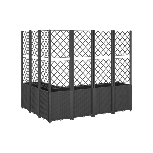 Jardinière Angle avec Treillis Noir en Polypropylène pour Balcon Terrasse Jardin