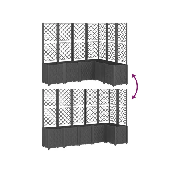 Jardinière Angle avec Treillis Noir en Polypropylène pour Balcon Terrasse Jardin