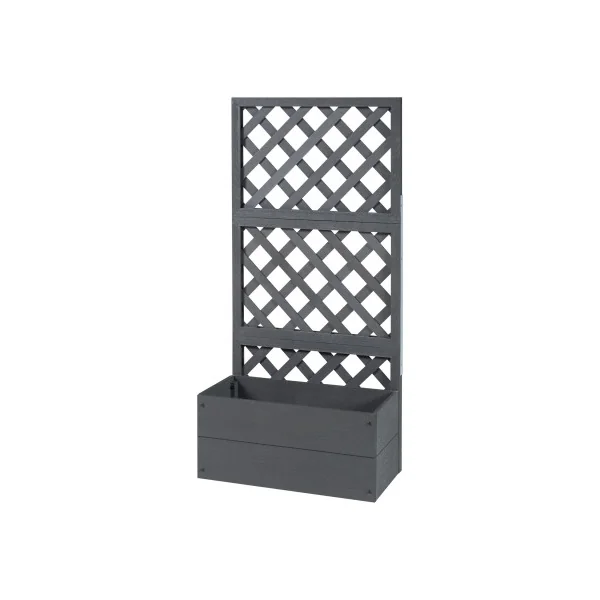 Jardinière avec Treillis en Composite Gris Jardinière Terrasse Balcon Pot de Fleurs avec Treillage