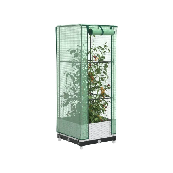 Jardinière Blanche avec Serre 40x40x123 cm pour Balcon Terrasse Jardin