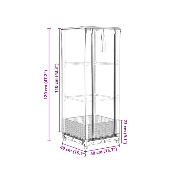 Jardinière Blanche avec Serre 40x40x123 cm pour Balcon Terrasse Jardin