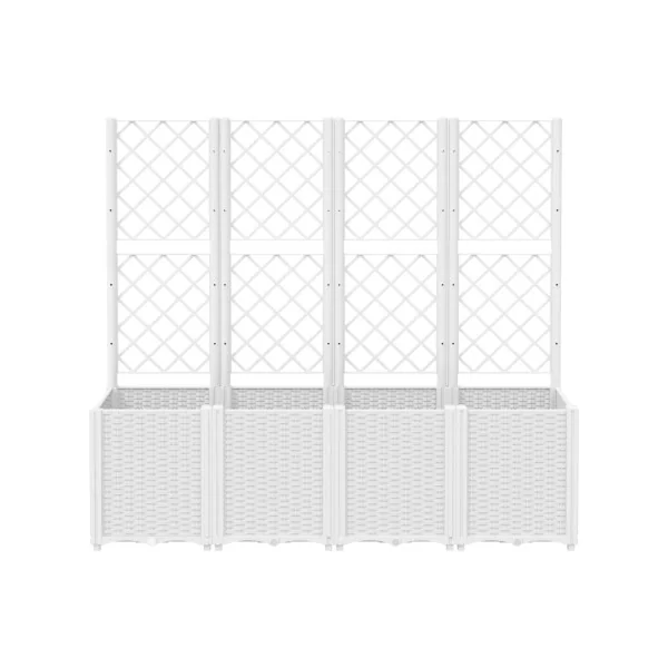 Jardinière Blanche avec Treillis Noir en Polypropylène pour Balcon Terrasse Jardin