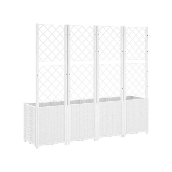 Jardinière Blanche avec Treillis Noir en Polypropylène pour Balcon Terrasse Jardin