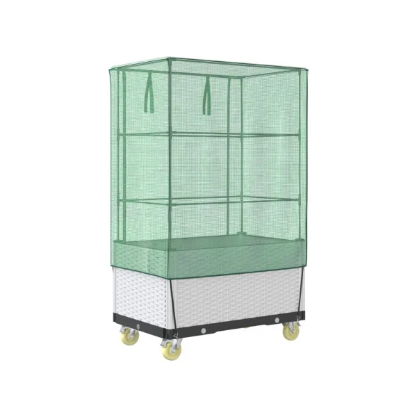 Jardinière Blanche Mobile avec Serre pour Balcon Terrasse Jardin