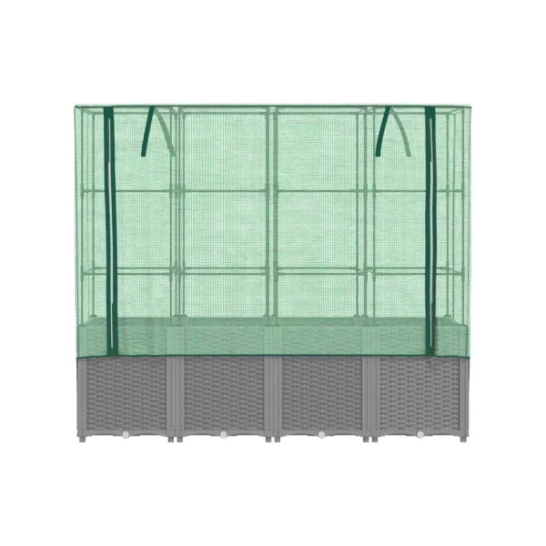 Jardinière Gris Clair avec Serre 160 cm en Polypropylène pour Balcon Terrasse Jardin