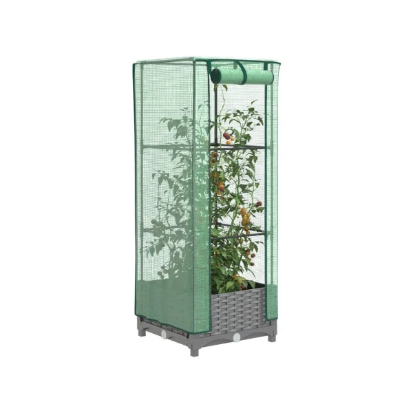 Jardinière Gris Clair avec Serre 40x40x123 cm pour Balcon Terrasse Jardin