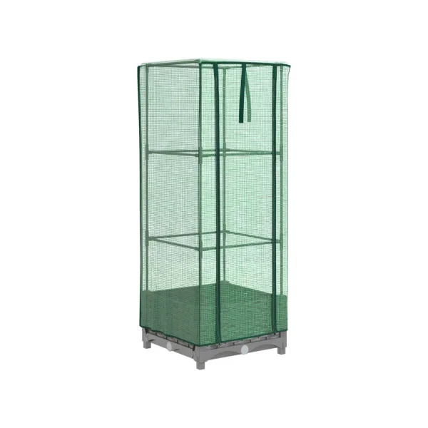 Jardinière Gris Clair avec Serre 40x40x123 cm pour Balcon Terrasse Jardin