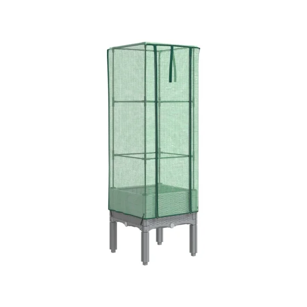 Jardinière Gris Clair avec Serre 40x40x140 cm pour Balcon Terrasse Jardin