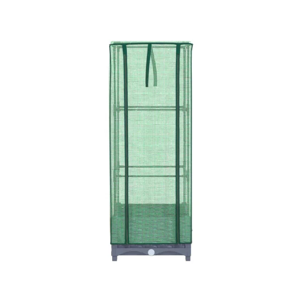 Jardinière Gris Foncé avec Serre 40x40x123 cm pour Balcon Terrasse Jardin