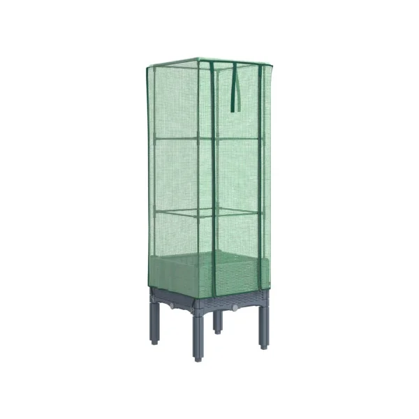 Jardinière Gris Foncé avec Serre 40x40x140 cm pour Balcon Terrasse Jardin