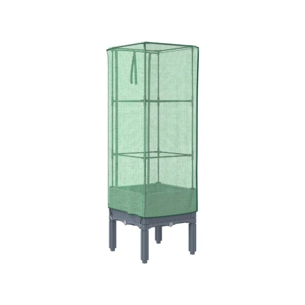 Jardinière Gris Foncé avec Serre 40x40x140 cm pour Balcon Terrasse Jardin
