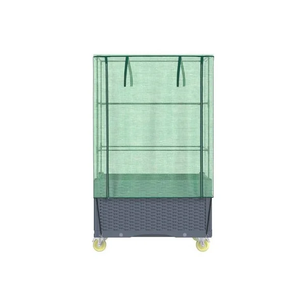 Jardinière Gris Foncé Mobile avec Serre pour Balcon Terrasse Jardin