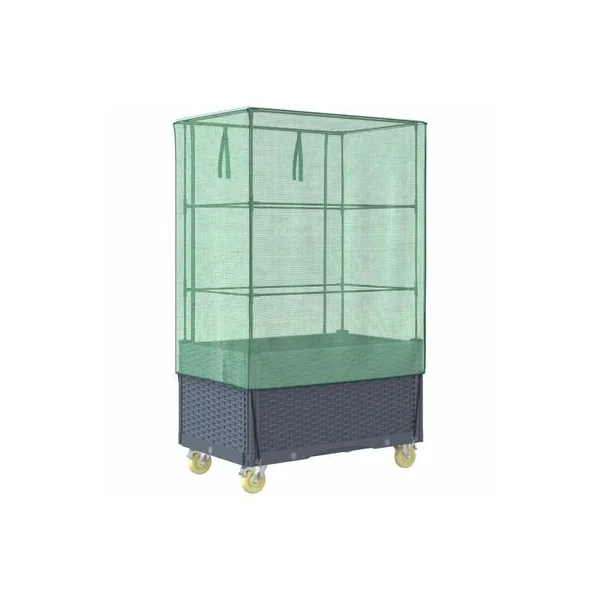 Jardinière Gris Foncé Mobile avec Serre pour Balcon Terrasse Jardin