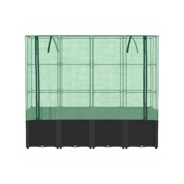 Jardinière Noir avec Serre 160 cm en Polypropylène pour Balcon Terrasse Jardin