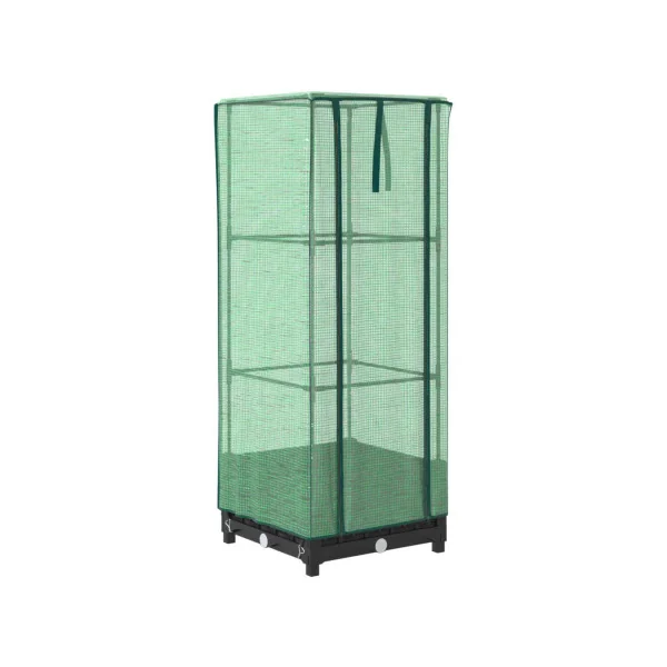 Jardinière Noir avec Serre 40x40x123 cm pour Balcon Terrasse Jardin