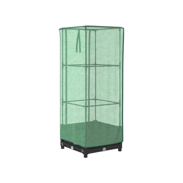 Jardinière Noir avec Serre 40x40x123 cm pour Balcon Terrasse Jardin