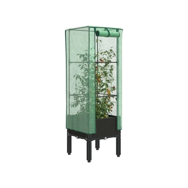Jardinière Noir avec Serre 40x40x140 cm pour Balcon Terrasse Jardin