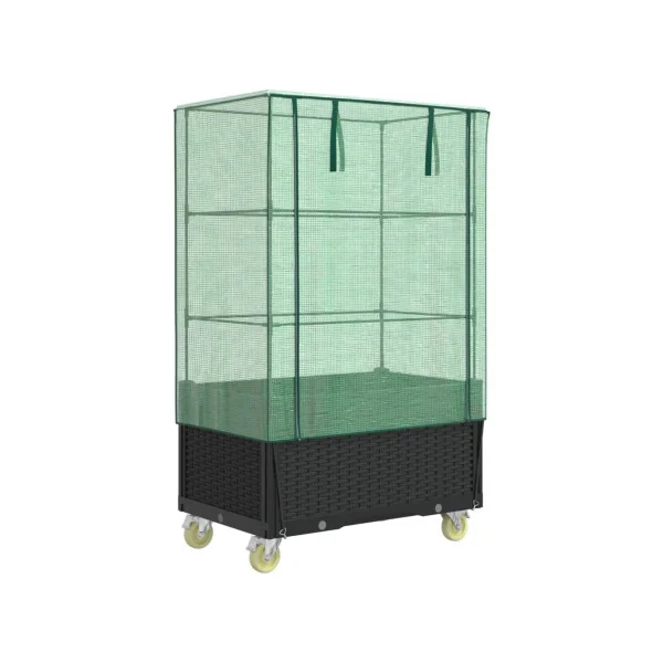 Jardinière Noir Mobile avec Serre pour Balcon Terrasse Jardin