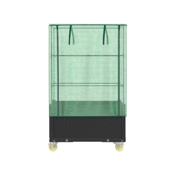 Jardinière Noir Mobile avec Serre pour Balcon Terrasse Jardin