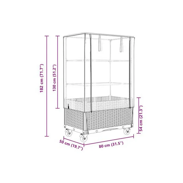Jardinière Noir Mobile avec Serre pour Balcon Terrasse Jardin