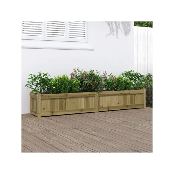 Jardinière Rectangulaire Potager 180 cm Jardinière en Bois Pin Massif Jardinière Pot de Fleurs