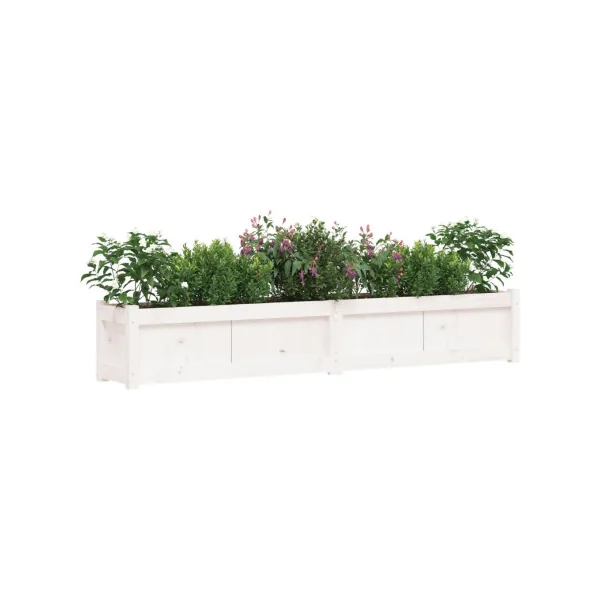 Jardinière Rectangulaire Potager 180 cm Jardinière en Pin Massif Blanc Jardinière Pot de Fleurs