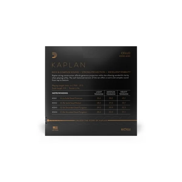 Jeu D'addario Kaplan Violoncelle 4/4 Heavy