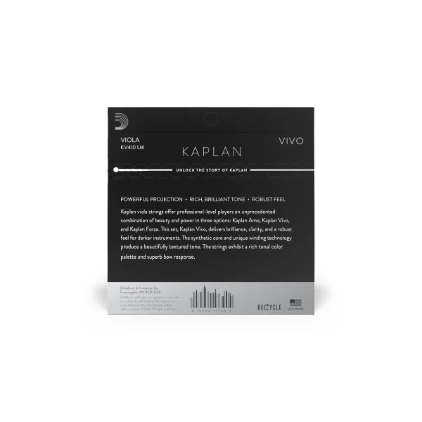 Jeu D'addario Kaplan Vivo Alto Long Scale tension Medium