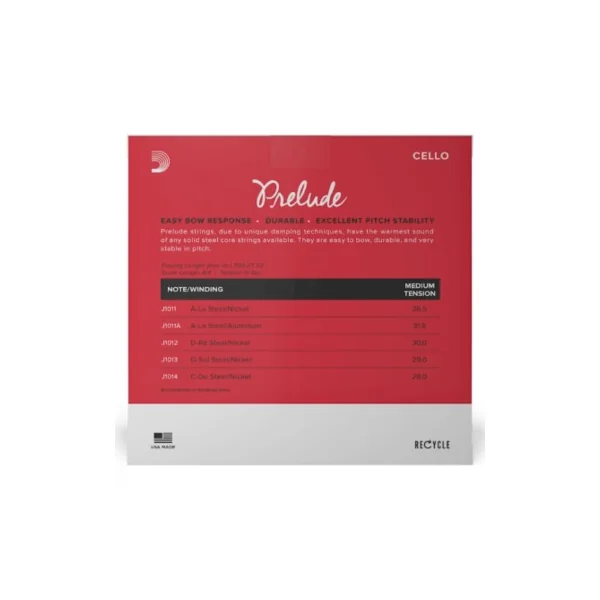 Jeu D'Addario Prelude Tirant moyen Cello 4/4