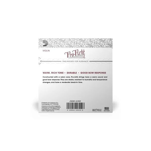 Jeu D'addario Pro-Arte avec Ré à filet Violon 4/4 Medium