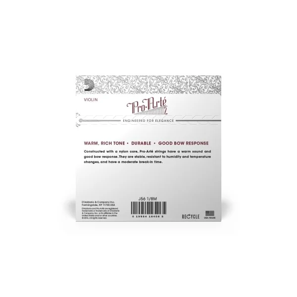 Jeu D'addario Pro-Arte Violon 1/8 Medium