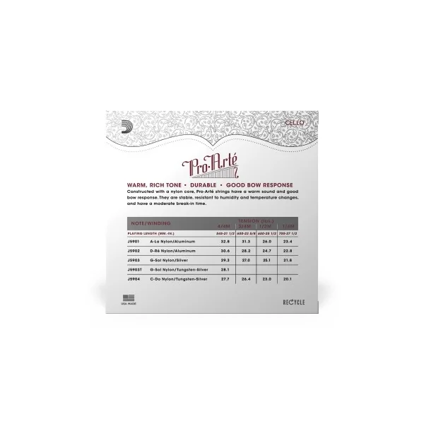 Jeu D'addario Pro-Arte Violoncelle 4/4 Medium
