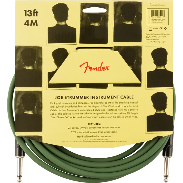 Joe Strummer Pro Instrument Cable 13ft - Drab Green