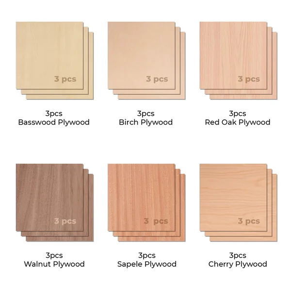 Kit d'essai de plaques de contreplaqué de 0,3 cm (18 pièces)