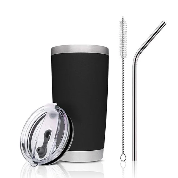 Kit gobelet en acier inoxydable noir (20oz)