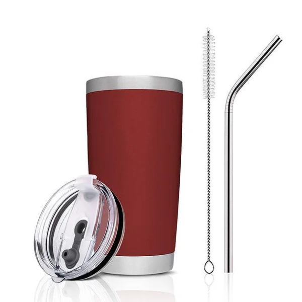 Kit gobelet en acier inoxydable rouge brique (20oz)