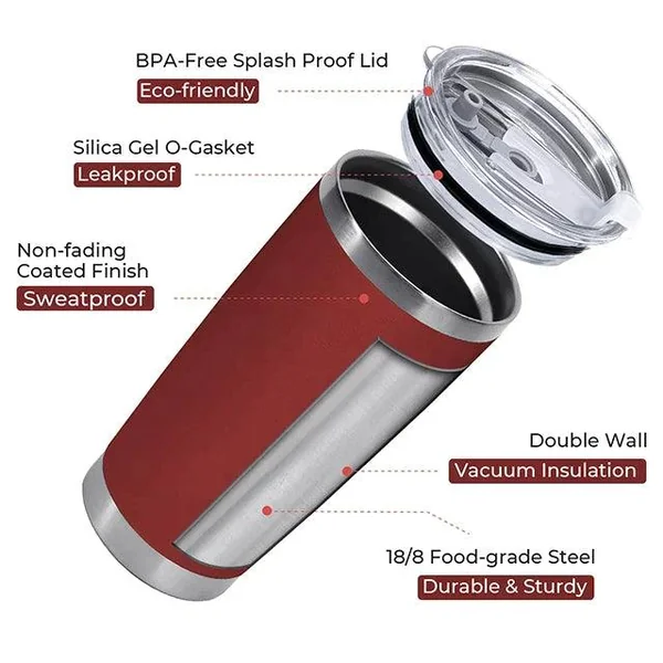 Kit gobelet en acier inoxydable rouge brique (20oz)