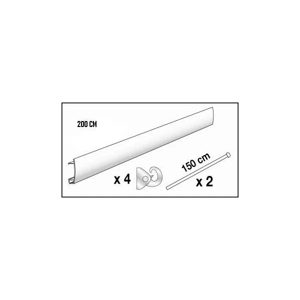 Kits cimaises coloris blanc - 2m - 4 Crochets