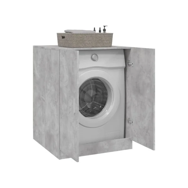 Lave Linge Meuble pour Machine à Laver Gris Béton Rangement Salle de Bain