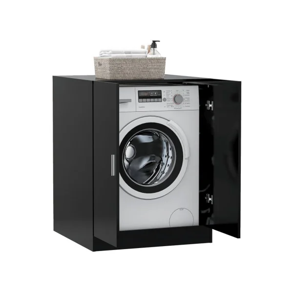 Lave Linge Meuble pour Machine à Laver Noir Rangement Salle de Bain