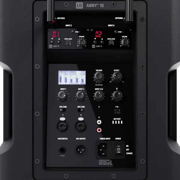 LD Systems ANNY® 10 HHD 2 B8 - 10" système Bluetooth®-PA portable sur batterie avec mixer et 2x micros main sans fil
